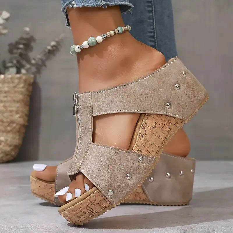 🔥 Sandales orthopédiques à bout ouvert et à talon compensé à la mode.
