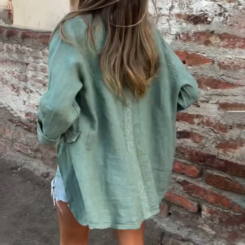 ⏳Réduction limitée de 50%🎁Blazer à ouverture frontale en coton et lin pour femmes