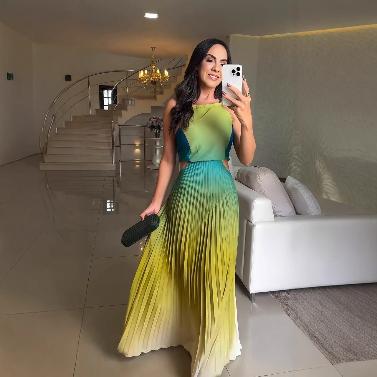 🎉Vente limitée🎉Robe de couleur dégradé des femmes licou licou