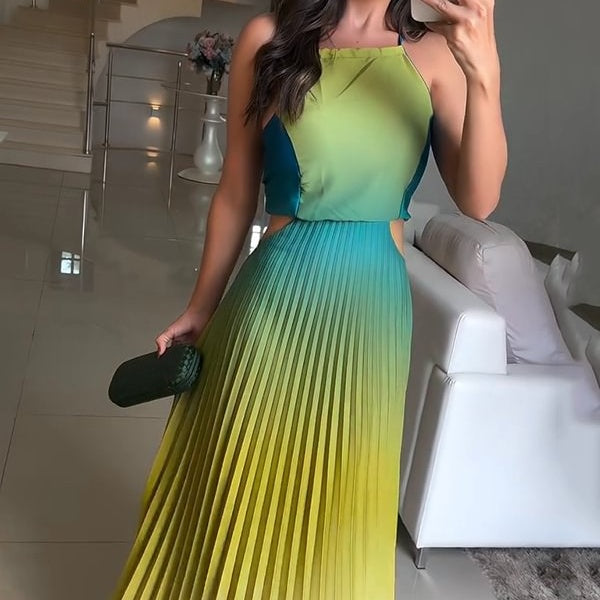 🎉Vente limitée🎉Robe de couleur dégradé des femmes licou licou