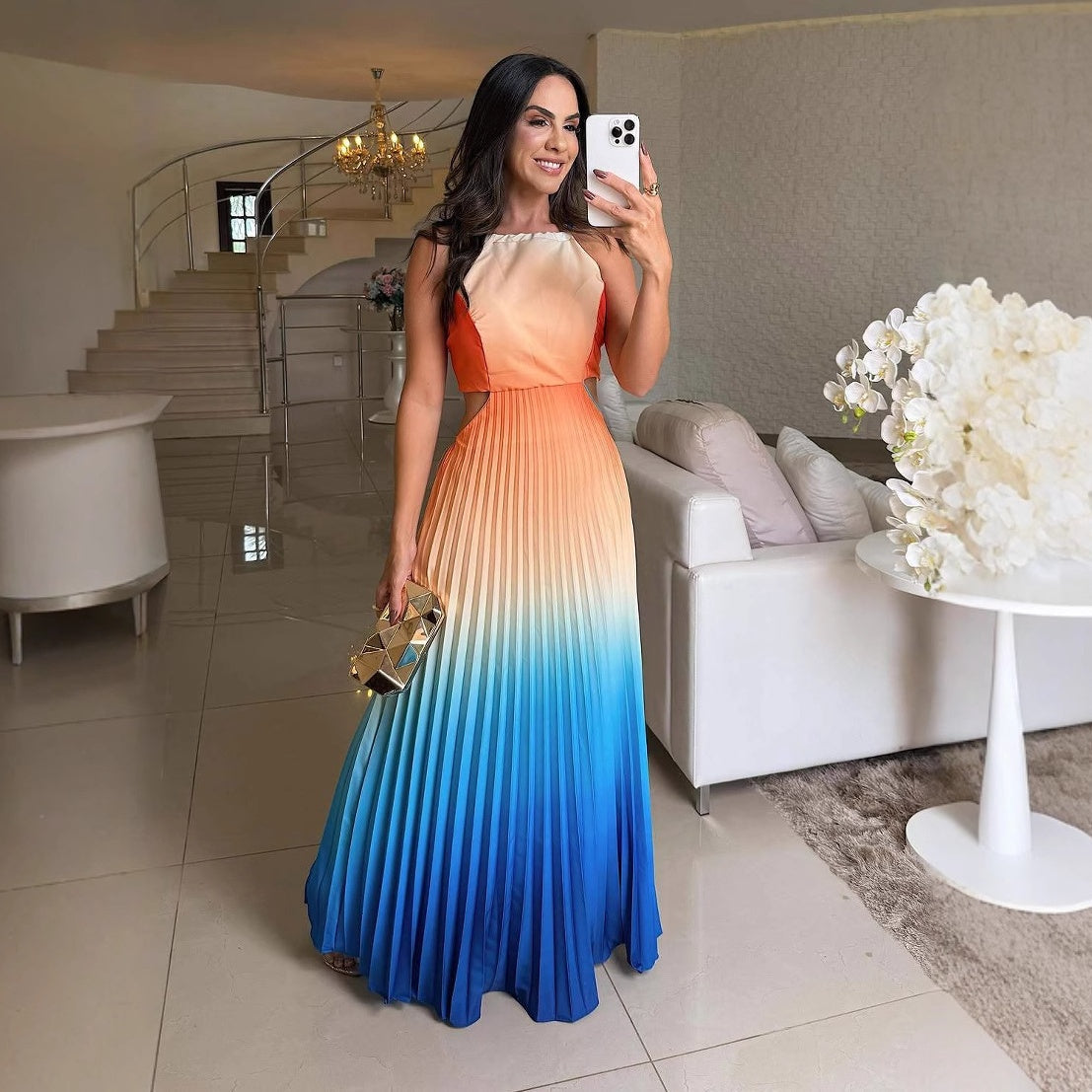 🎉Vente limitée🎉Robe de couleur dégradé des femmes licou licou
