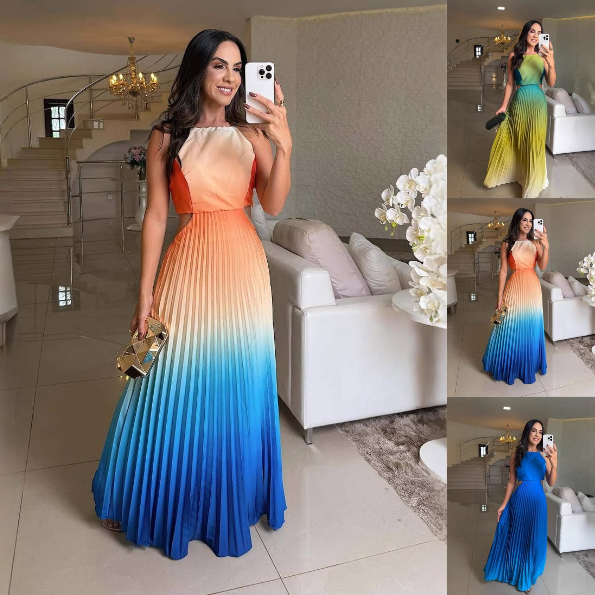 🎉Vente limitée🎉Robe de couleur dégradé des femmes licou licou