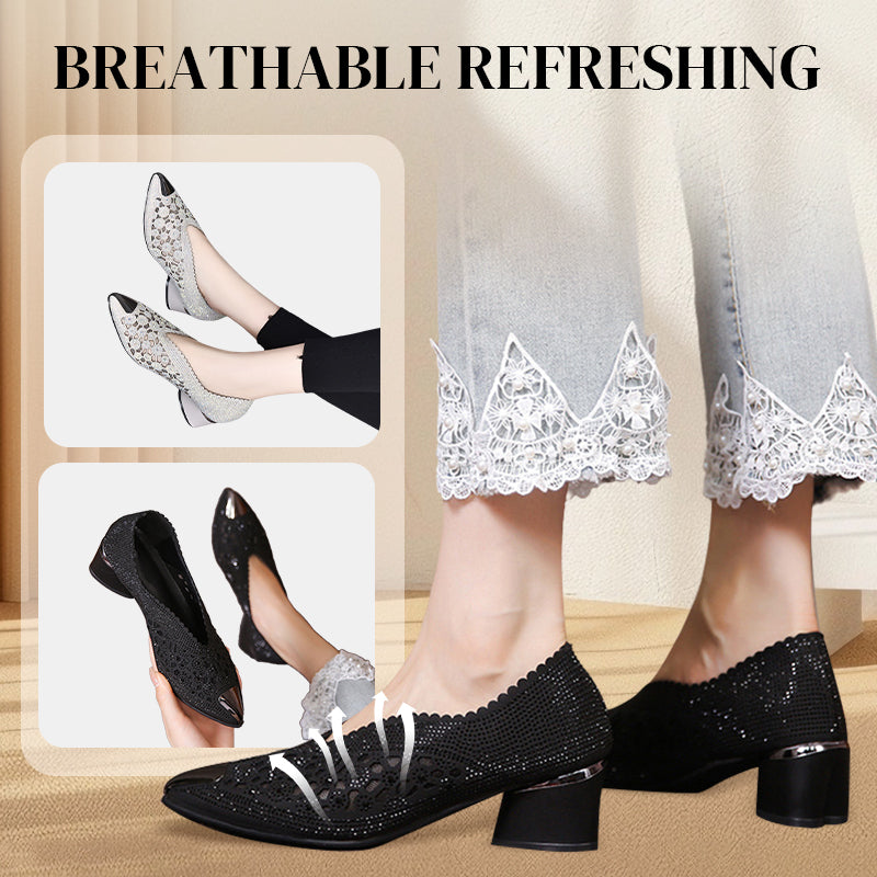 👠Nouveaux produits 2025🏆Sandales en maille creuse avec strass et talons hauts(52% de réduction)