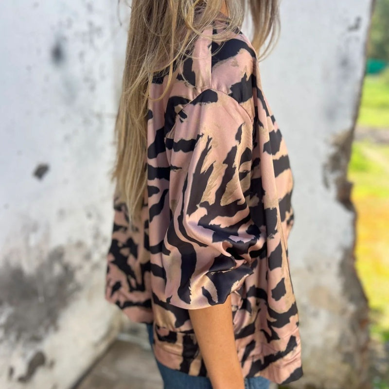 ⏳Réduction à durée limitée de 50 %💥Veste bomber zippée à imprimé zèbre pour femme en automne
