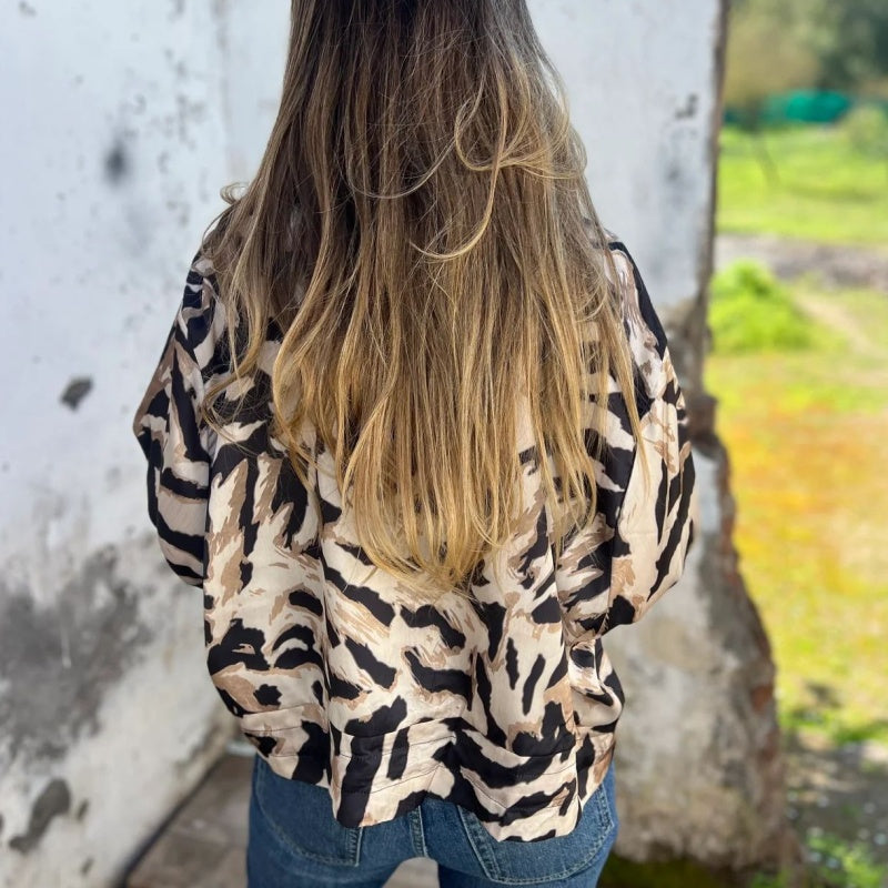 ⏳Réduction à durée limitée de 50 %💥Veste bomber zippée à imprimé zèbre pour femme en automne