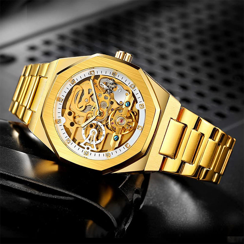 Montre mécanique de luxe squelette pour hommes