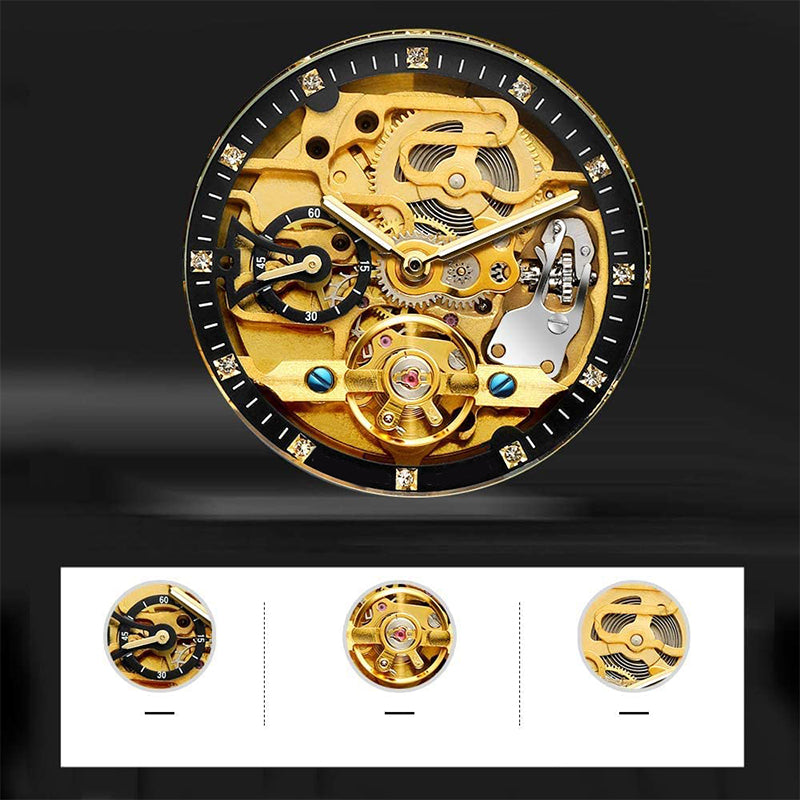 Montre mécanique de luxe squelette pour hommes