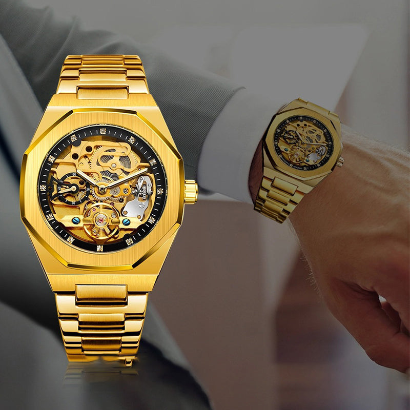 Montre mécanique de luxe squelette pour hommes