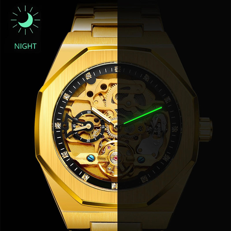 Montre mécanique de luxe squelette pour hommes