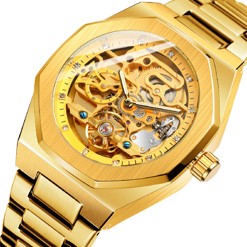 Montre mécanique de luxe squelette pour hommes