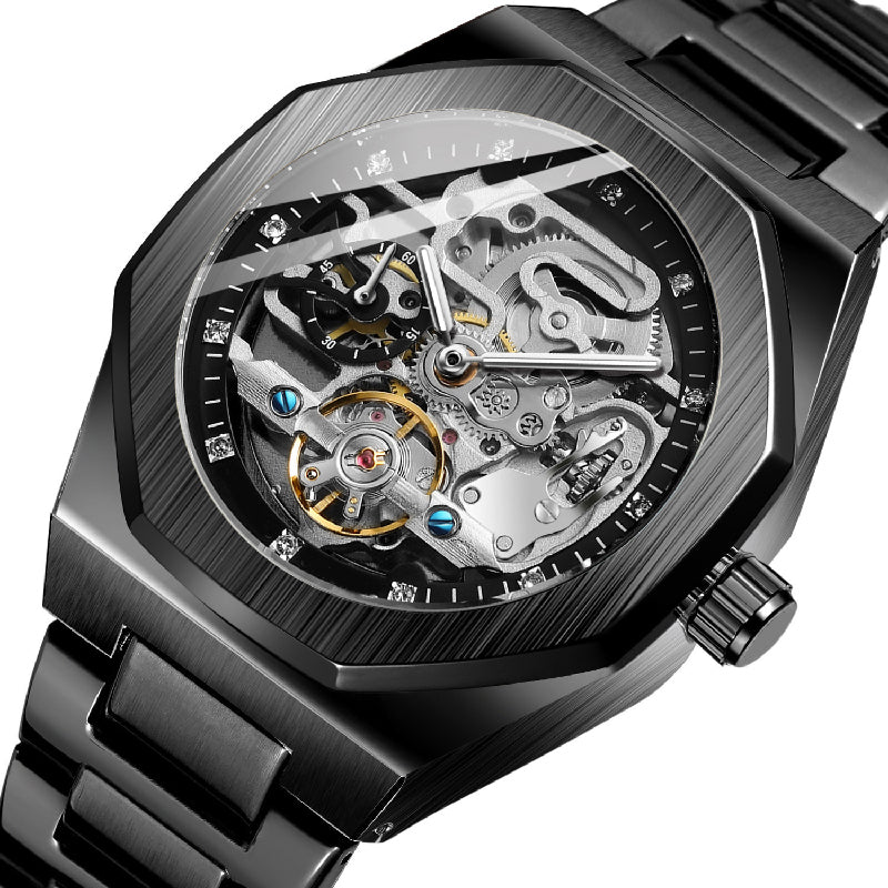 Montre mécanique de luxe squelette pour hommes