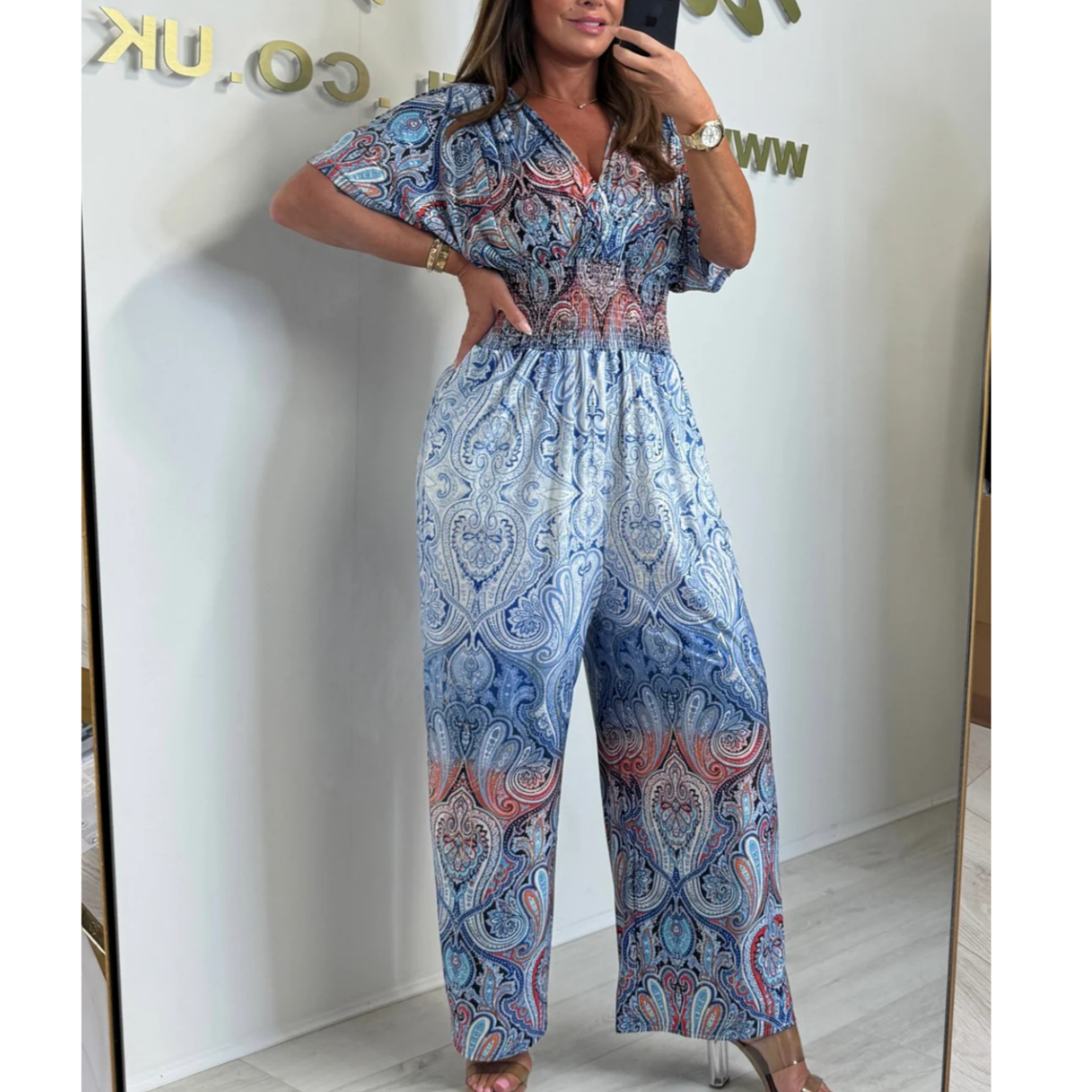 🌷Vente chaude d’été-50 % de réduction🩵Combinaison large à imprimé bohème
