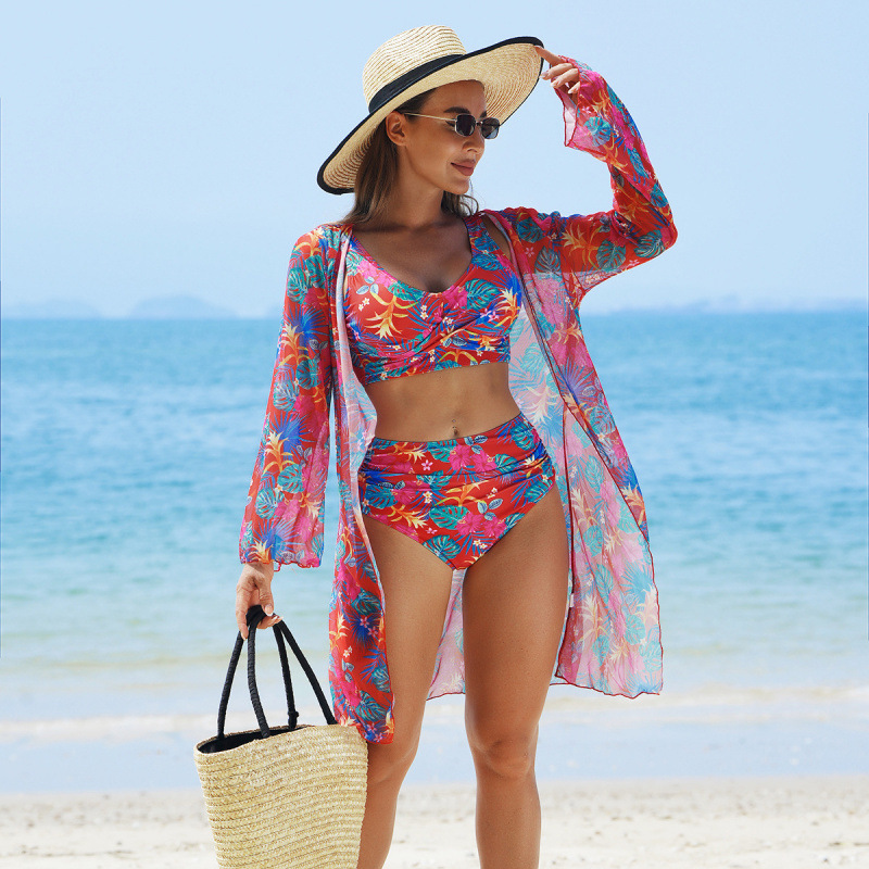 🔥 Hot Sale 🔥Maillot de bain 3 pièces imprimé multicolore pour femme
