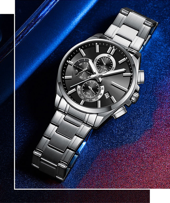 ⌚Montre-bracelet d'affaires en acier inoxydable pour homme