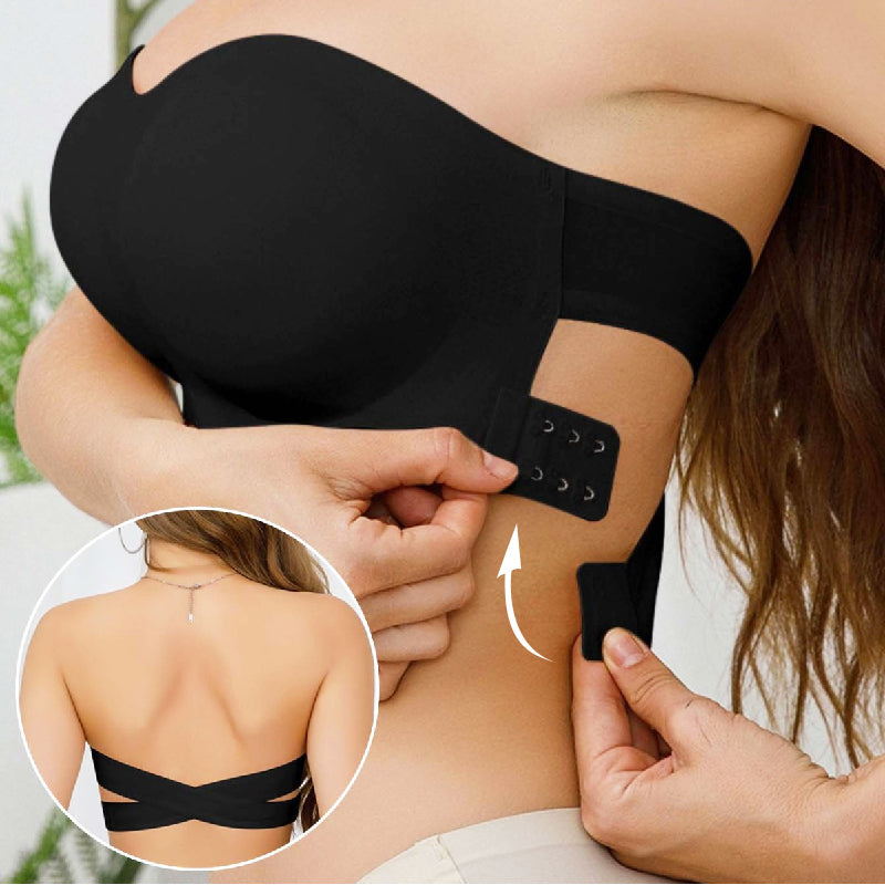Soutien-gorge sans bretelles et sans armatures pour femmes, anti-dérapant avec fermeture croisée sur le côté