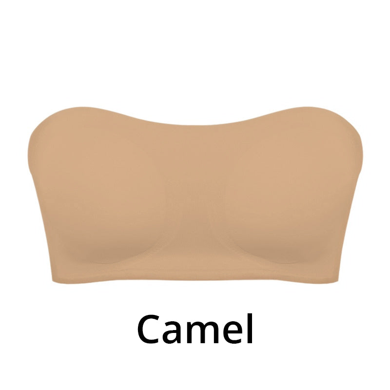 Soutien-gorge sans bretelles et sans armatures pour femmes, anti-dérapant avec fermeture croisée sur le côté