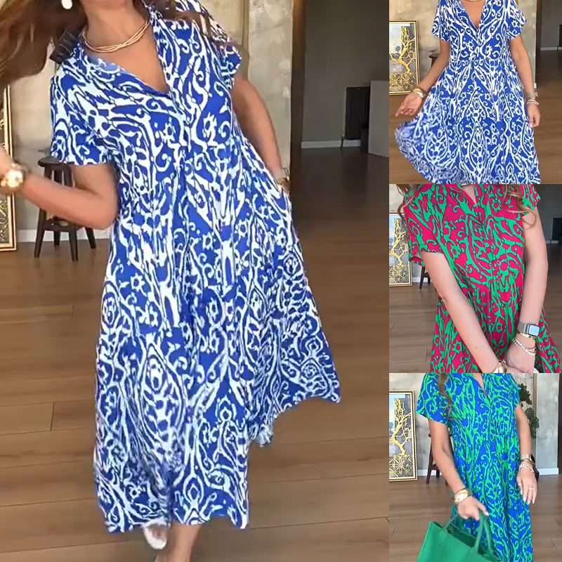 ⚡ offre limitée : -50 %! robe longue décontractée imprimée pour femmes 💃🌼🛒