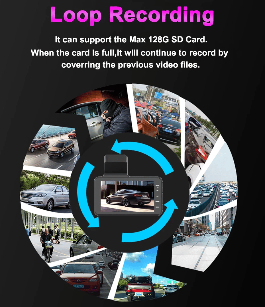 🚗Enregistreur de voiture nocturne 1080P HD 170° grand angle