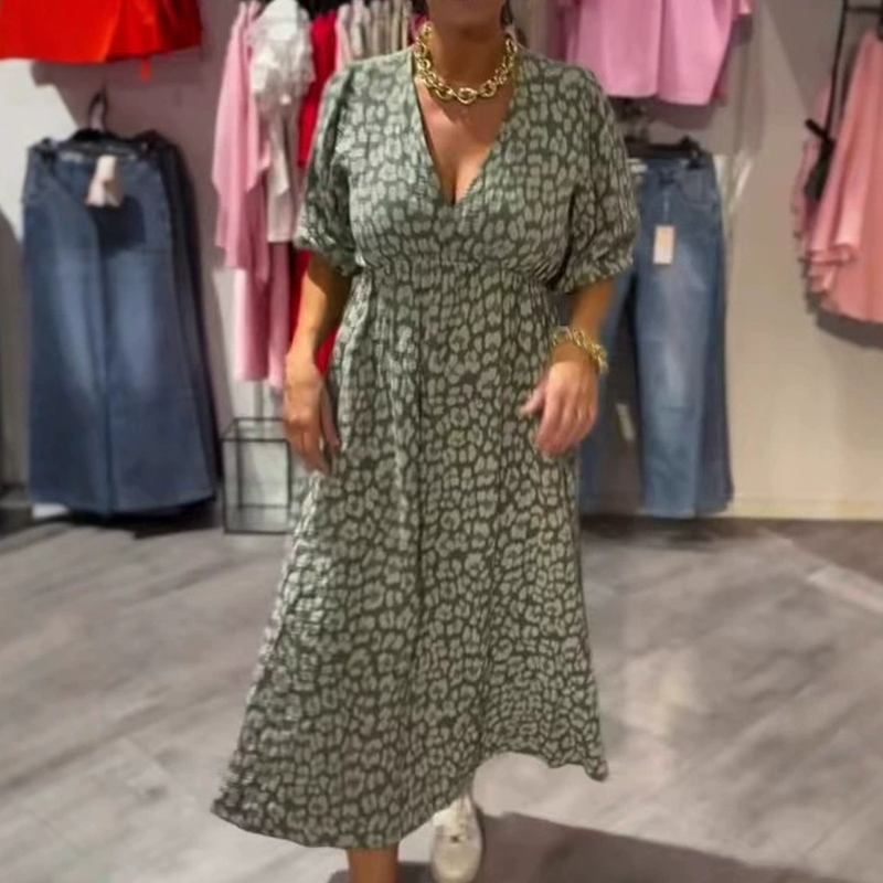 🎨 LAST DAY PROMOTION - 50%OFF💥 Women's V-Neck Printed Dress – Brushstrokes of Summer🌺