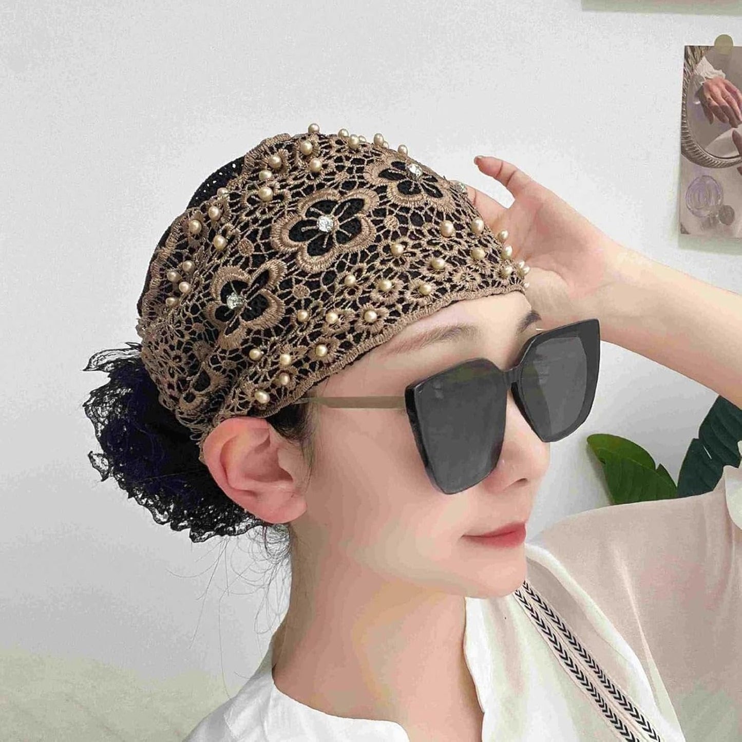 📢50% de réduction pour une durée limitée📢✨Bandeau Creux Large à Perles en Fleurs de Prunier