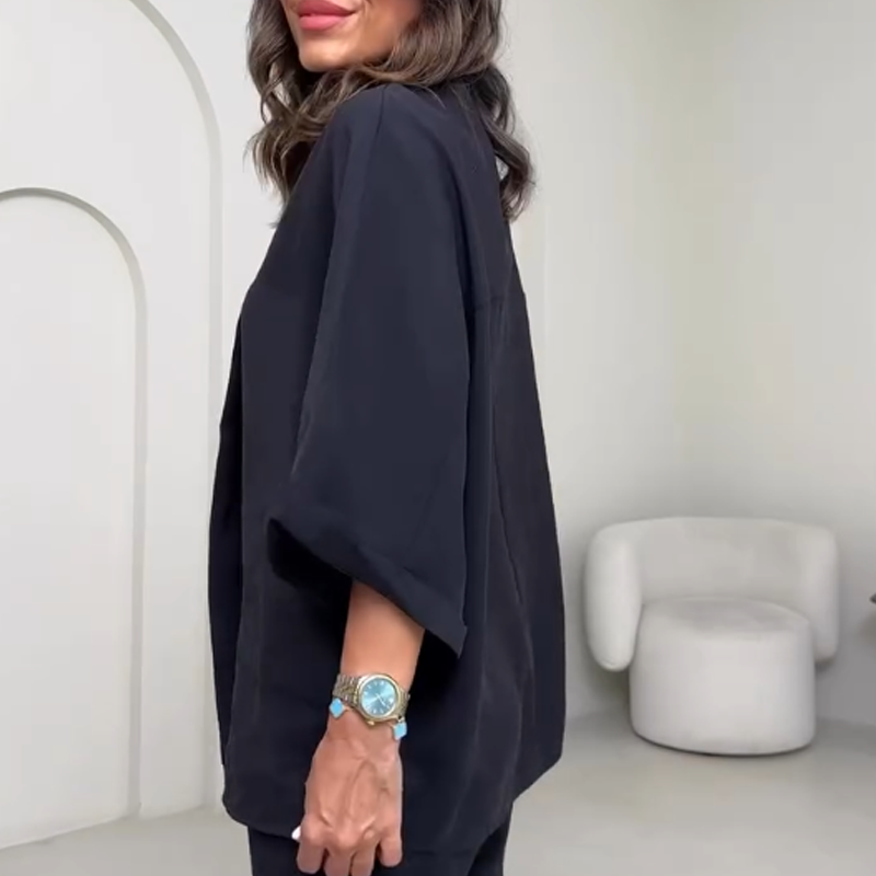 Deux-pièces pour femmes : Top à col en V & pantalon à la cheville