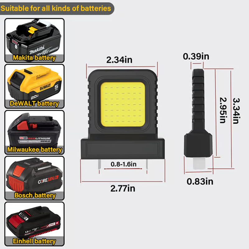 Lampe LED réglable pour outils à batterie au lithium