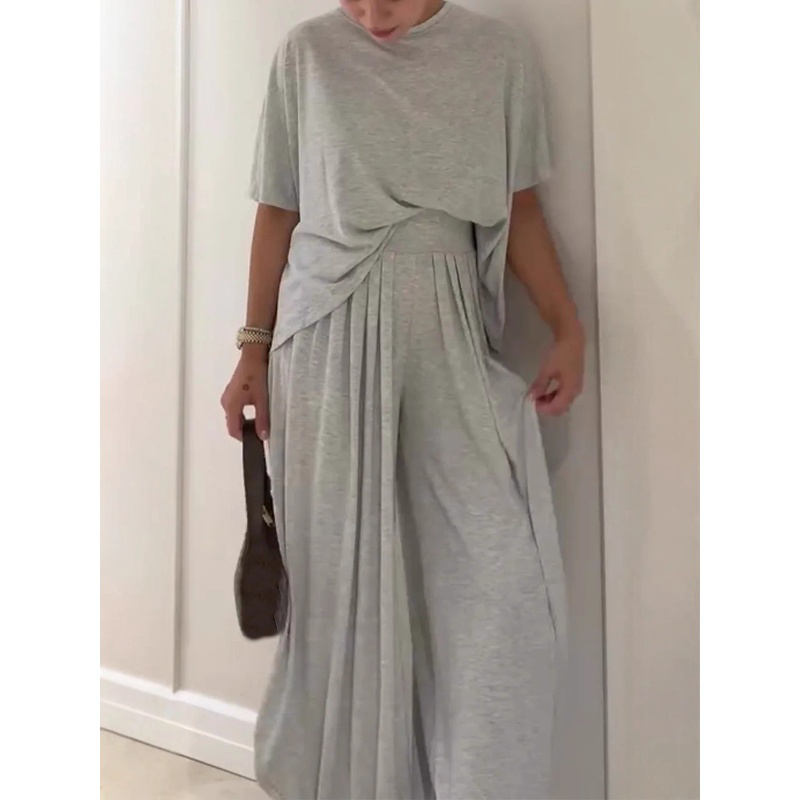 Ensemble 2 pièces pour femme : haut ample à manches courtes et pantalon large