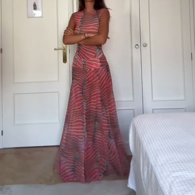 ⏳Spécial à durée limitée⏰Ensemble top sans manches et jupe en maille transparente