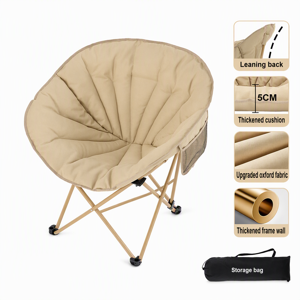 đïž 50% RABATT! âš Extra Stor FĂ€llbar MĂ„nstol / Campingstol â Tjockt Vadderad Loungestol med Robust StĂ„lram för Camping & TrĂ€dgĂ„rd đȘ