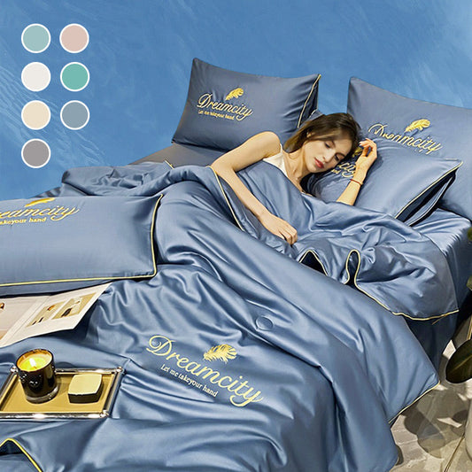 ⏳Offre spéciale à durée limitée⌛Parure de lit quatre pièces en velours de haute qualité💕Confortable et rafraîchissant