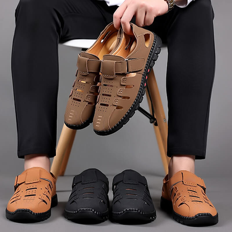 🔥Sandales en cuir PU à la mode avec des trous