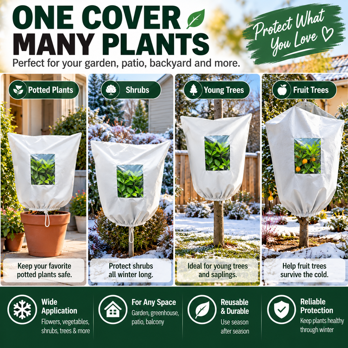 ❄️Skydda växterna mot frost – återanvändbart vinteröverdrag för buskar, krukor och unga träd