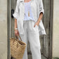 Ensemble chemise décontractée deux pièces en coton et lin