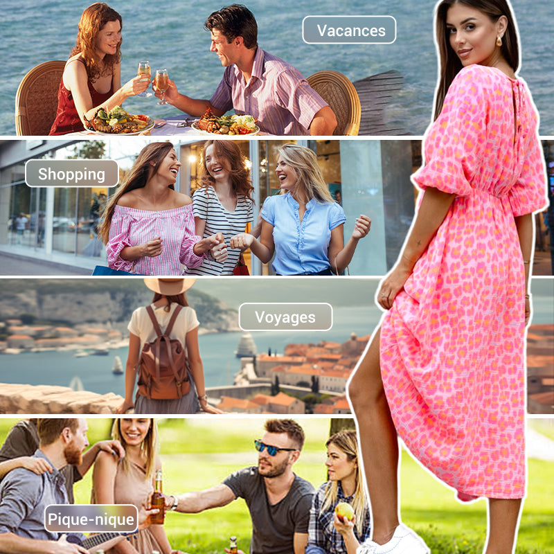 🎨 LAST DAY PROMOTION - 50%OFF💥 Women's V-Neck Printed Dress – Brushstrokes of Summer🌺