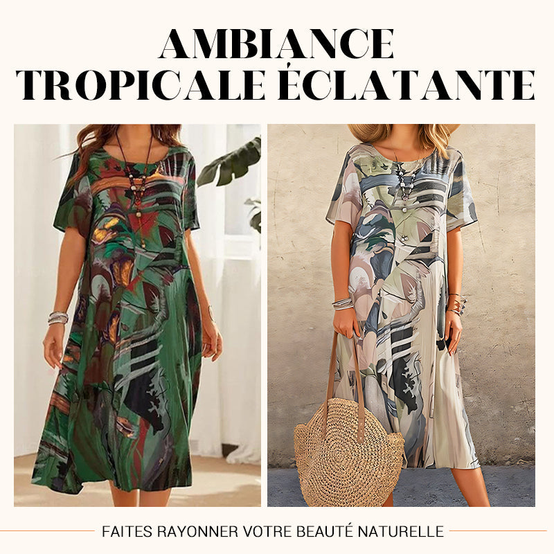 ⏳Offre spéciale à durée limitée ⏰ Robe Tropicale Légère et Fluide