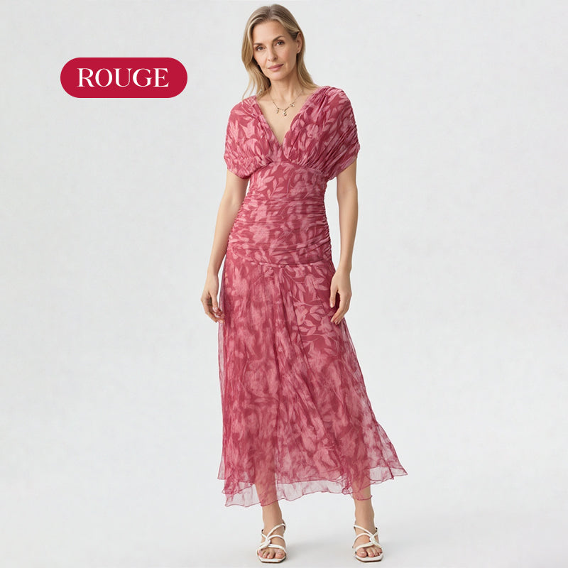 🎁  Vente chaude 49% de réduction 🔥 Robe imprimée à col V hors épaule pour femmes