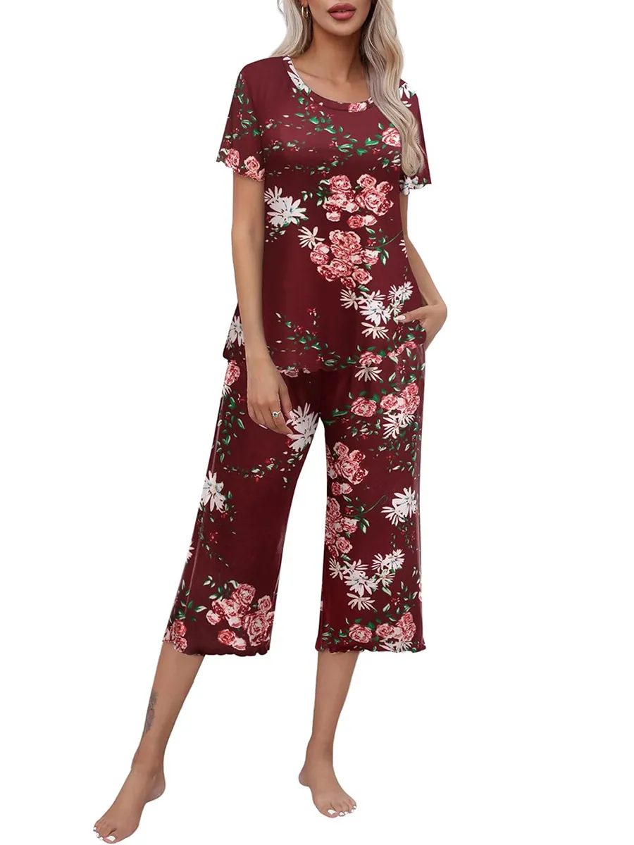 ⏳Limited time 50% discount💥Ensemble de vêtements de nuit Top et pantalon imprimés pour femmes