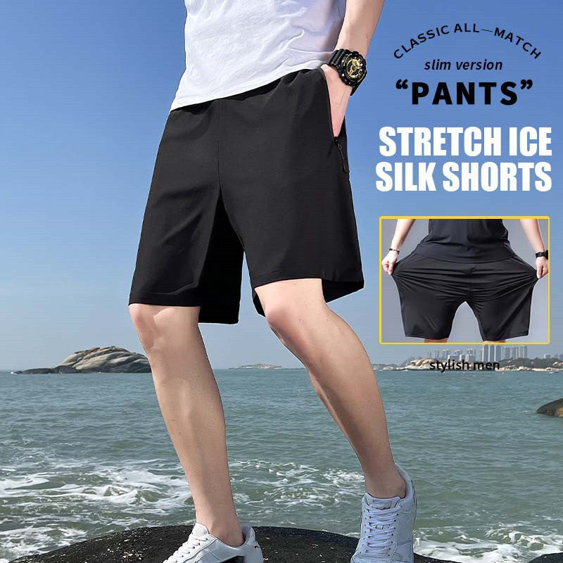 Shorts Extensibles en Soie Glacée pour Hommes de Grande Taille