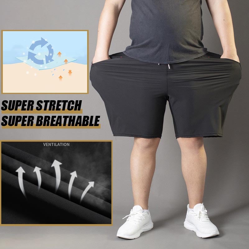 Shorts Extensibles en Soie Glacée pour Hommes de Grande Taille