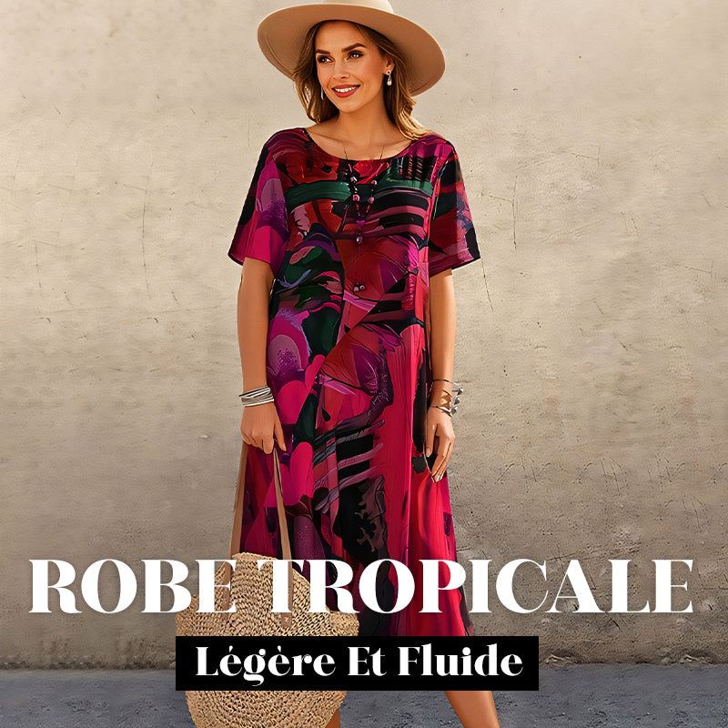 ⏳Offre spéciale à durée limitée ⏰ Robe Tropicale Légère et Fluide