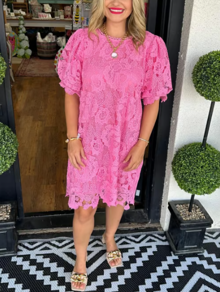 🎁Durée limitée -50 %⏳✨Robe à manches bouffantes en dentelle florale pour femme