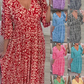🔥50% de réduction  😍Robe longue à encolure en V et imprimé bohémien décontracté
