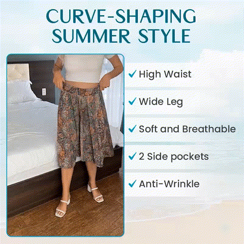 Jupe-culotte en mousseline plissée à taille haute élastique pour femmes💖