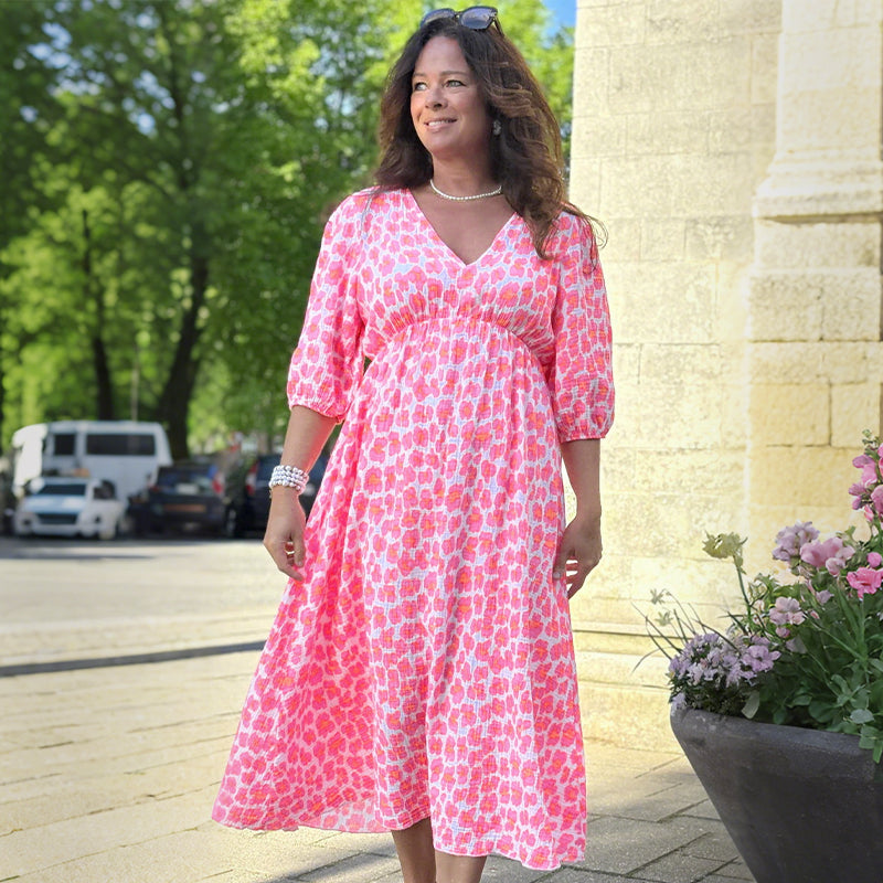 🎨 LAST DAY PROMOTION - 50%OFF💥 Women's V-Neck Printed Dress – Brushstrokes of Summer🌺
