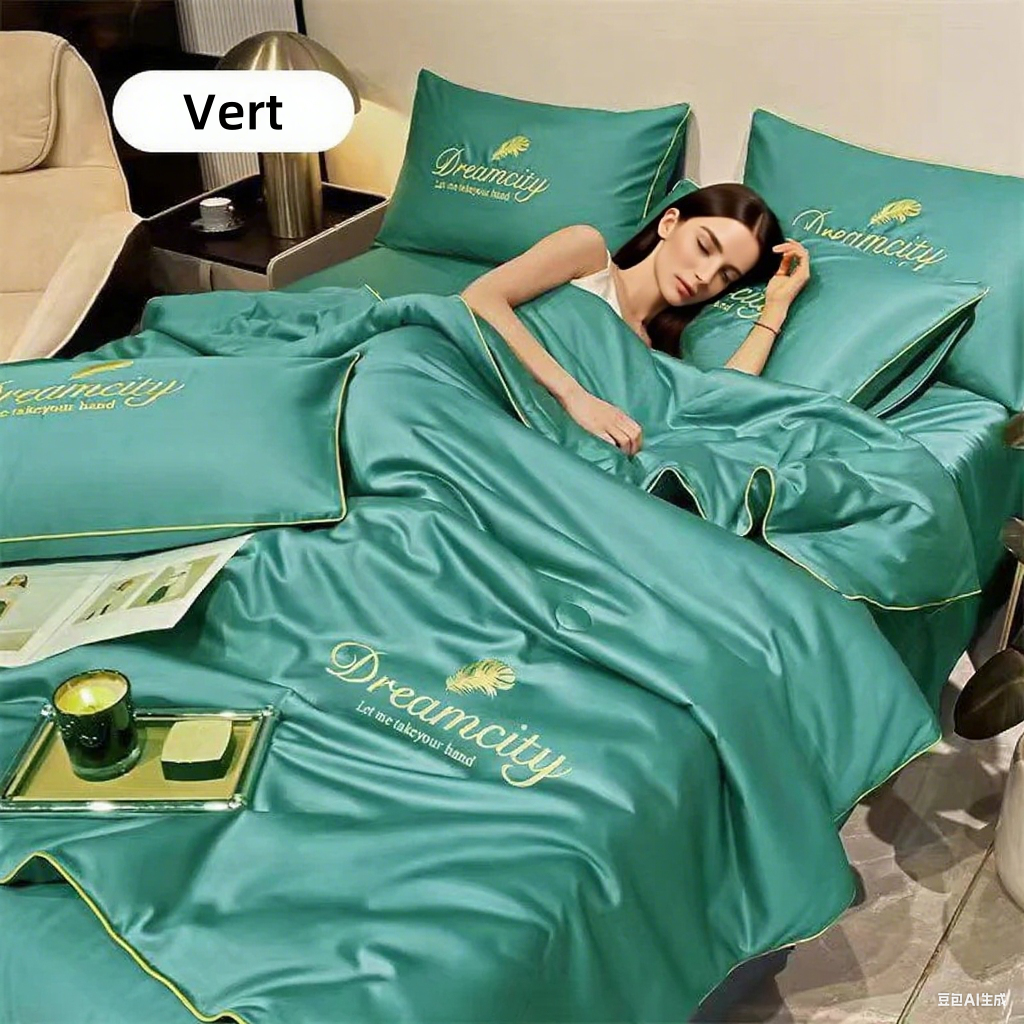 🛏Meilleurs prix pour l'été❄️Parure de lit quatre pièces en velours de haute qualité💕Confortable et rafraîchissant(🚀50% de réduction)