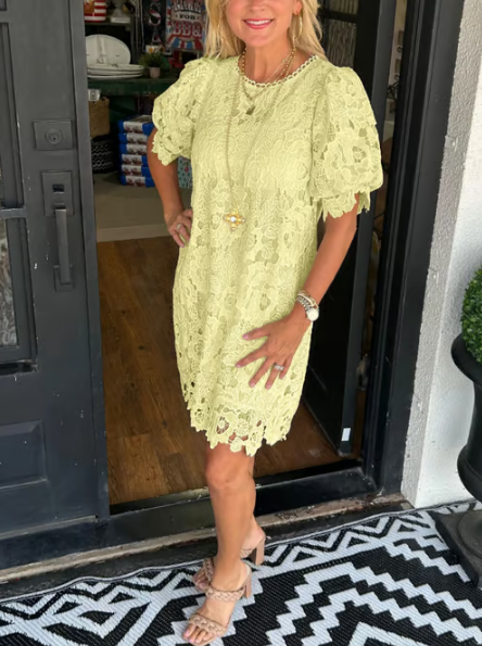 🎁Durée limitée -50 %⏳✨Robe à manches bouffantes en dentelle florale pour femme