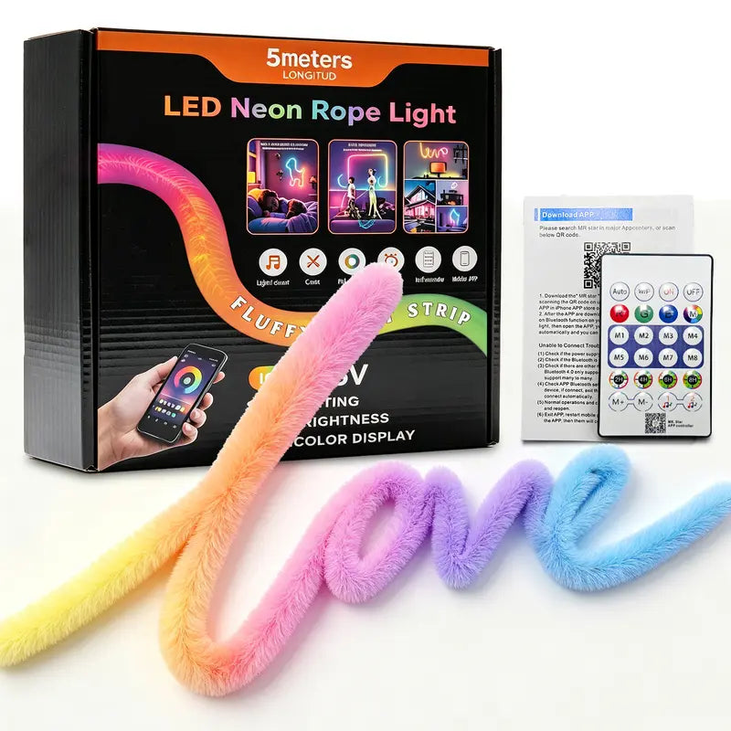 💫 50 % RABATT NU! 🌈 Neonljusband i mårdpäls – 360 graders cirkulär belysning för bil, hem & fest 🚗