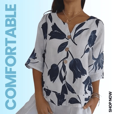 💕Vente chaude pour la fête des mères à 50% de réduction🌷Haut tunique imprimé à col en V🌷