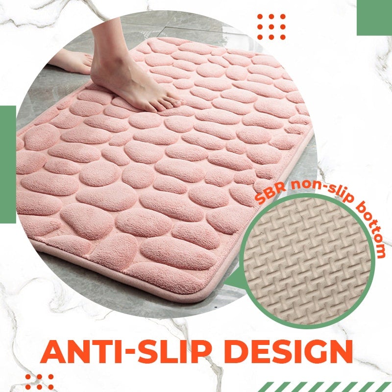 🛁 Halkfri badrumsmatta i memoryskum – Mjuk och snabbtorkande matta med 3D-stenmönster ✨