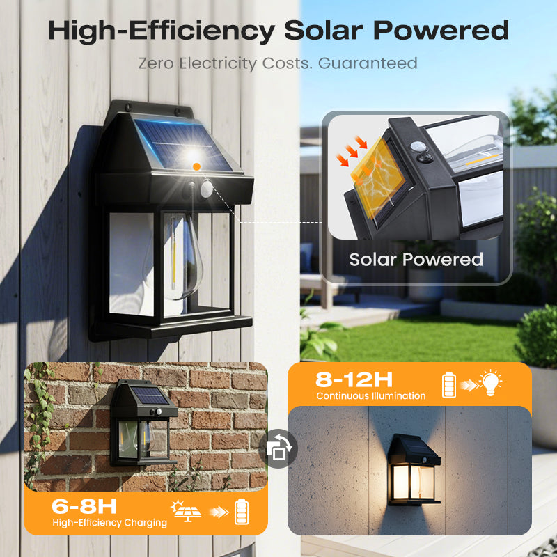 ☀️ 50 % RABATT! 💡 Solcellsvägglampa med rörelsedetektor, IP65 vattenskydd, trådlös och utan elräkning 🏡